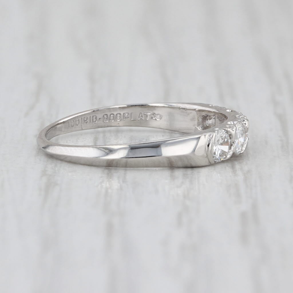 Vintage 0.60ctw Diamond Wedding Band 900 Platinum Size 7 Anniversary Ring