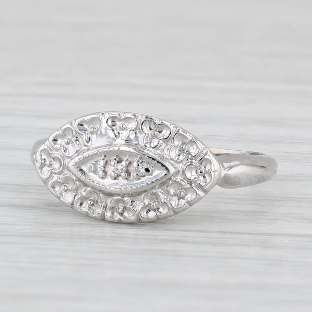 Light Gray Vintage Diamond Princess Ring 10k White Gold Size 6