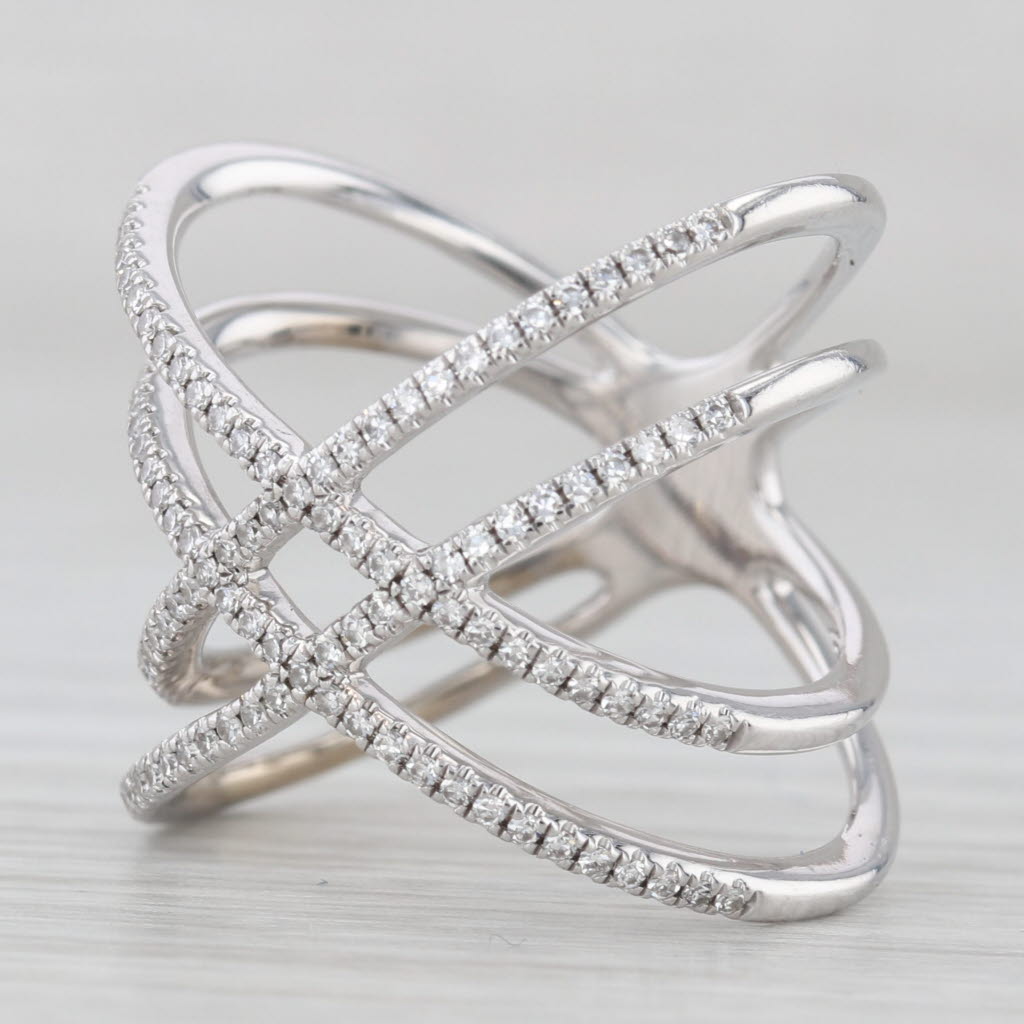 Light Gray 0.23ctw Diamond Multiband Overlay Ring 14k White Gold Size 6 Shy
