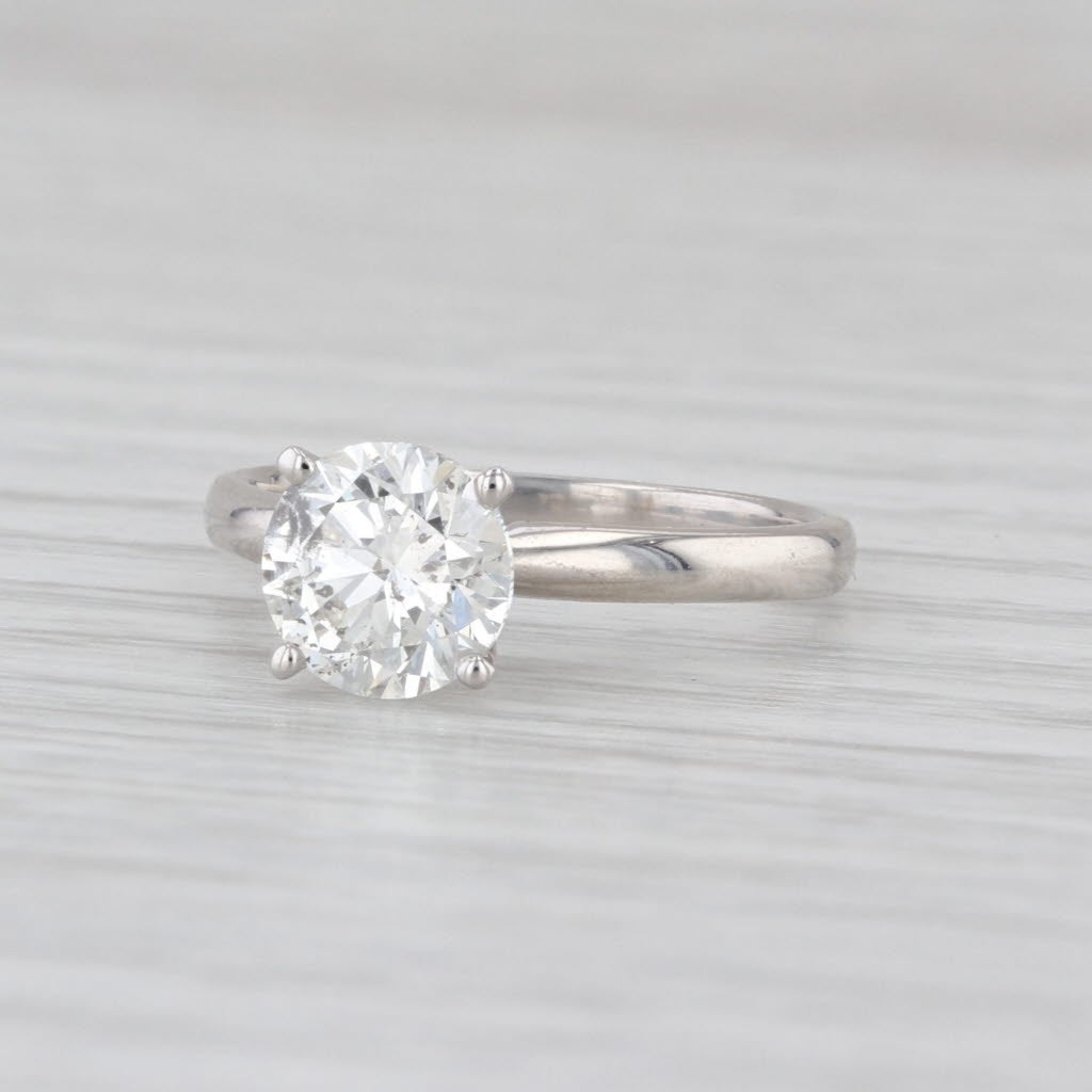 GSI Card 0.46ct Round Diamond Solitaire Engagement Ring 14k White Gold Size 5.5