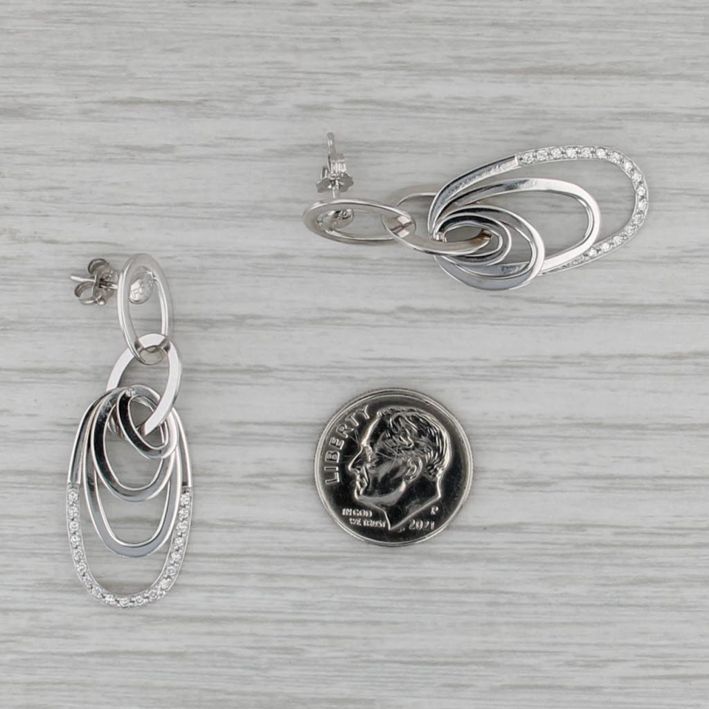 Fope 0.26ctw Diamond Layered Ovals Dangle Earrings 18k White Gold Drops