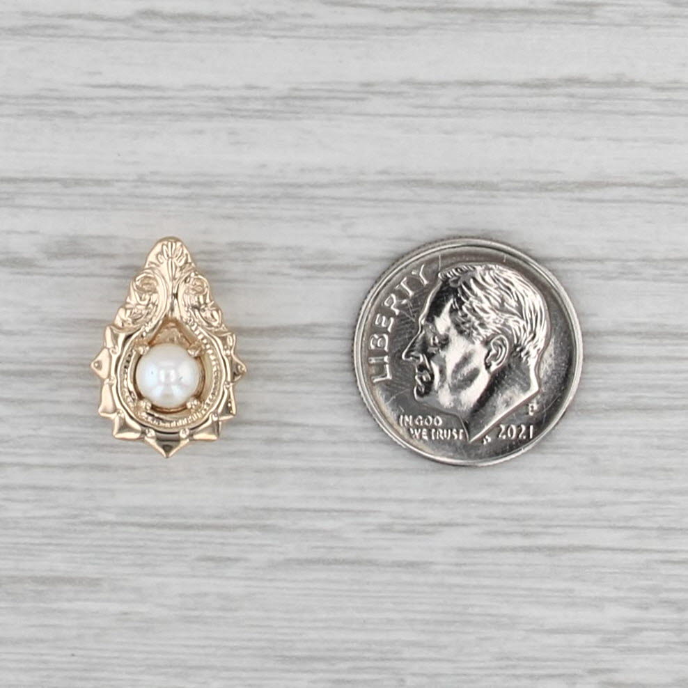 Old Victoria Saltwater Pearl Slide Bracelet Charm 14k Yellow Gold Vintage