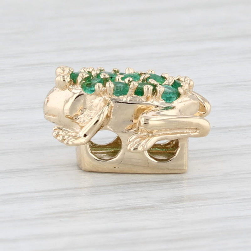 0.25ctw Emerald Frog Slide Bracelet Charm 14k Yellow Gold Richard Klein Vintage