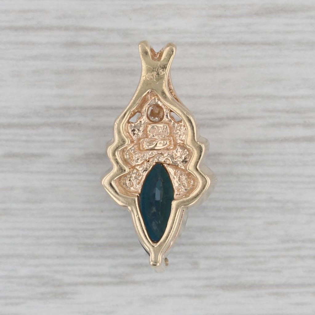 Gray 1.44ctw Marquise Blue Sapphire Diamond Pendant 14k Yellow Gold