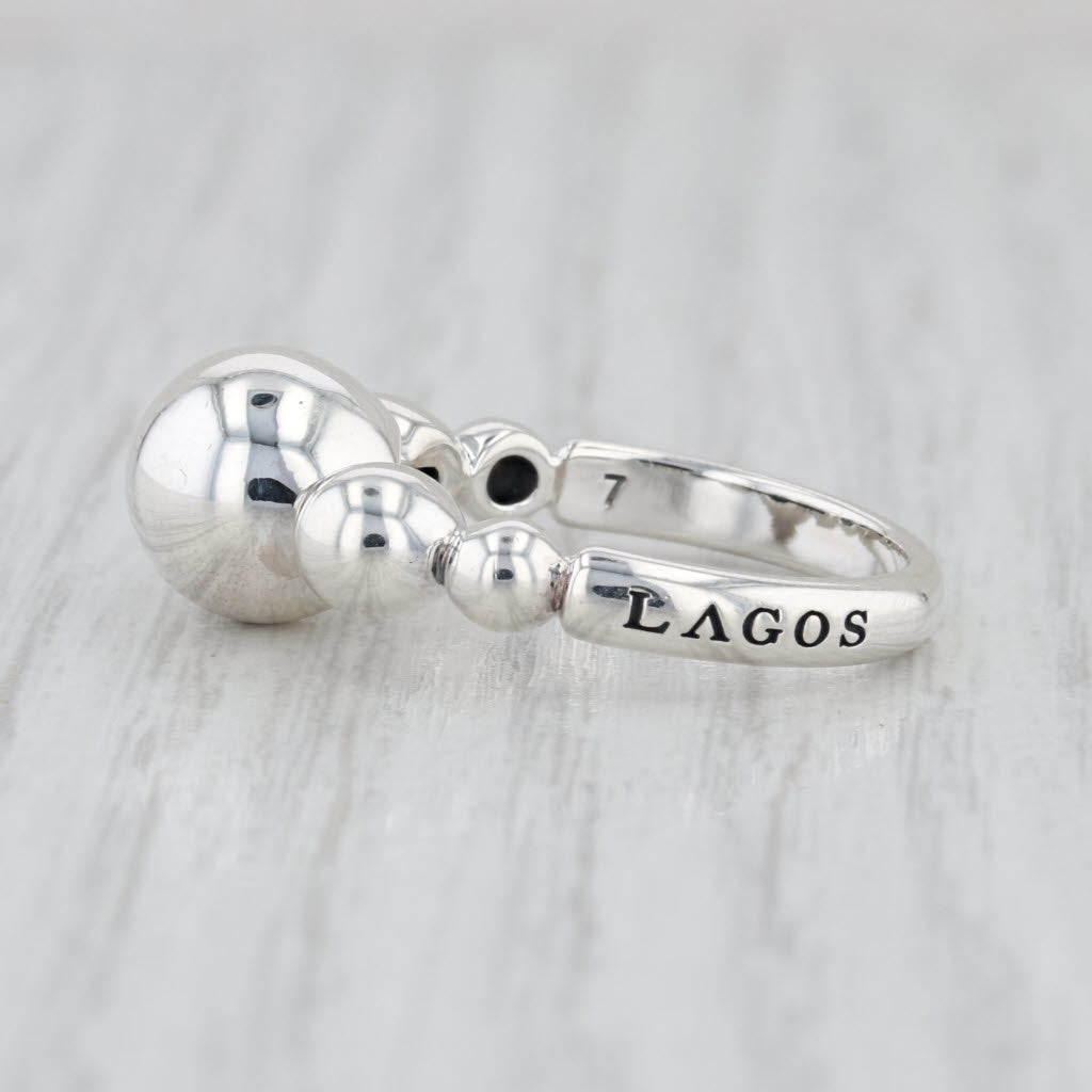 New Lagos Caviar Bubbly Graduated Bead Ring Sterling Silver Size 7