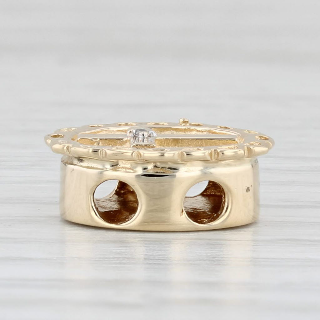 Light Gray Diamond Cross Slide Bracelet Charm 14k Yellow Gold Vintage Richard Klein