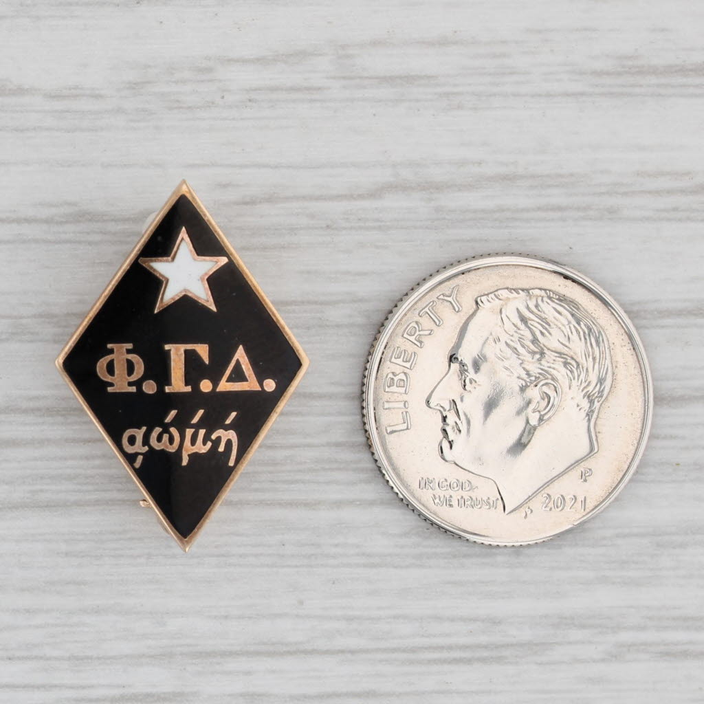 Gray Vintage Phi Gamma Delta Fraternity Pin 10k Gold Greek Star Badge