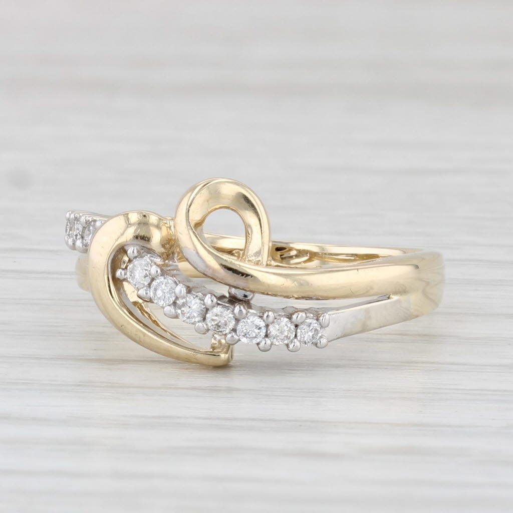 Light Gray 0.13ctw Diamond Abstract Heart Ring 10k Yellow Gold Size 7