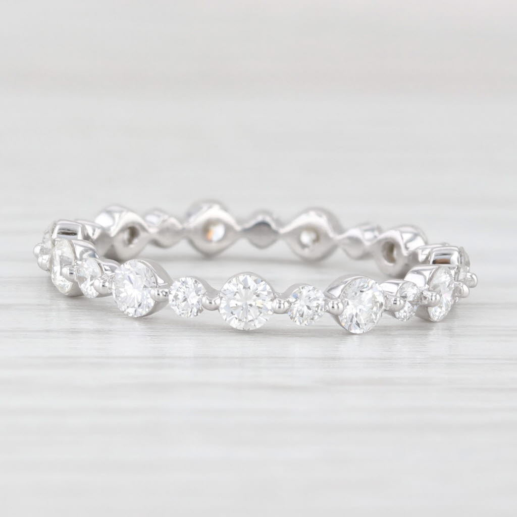 0.94ctw Diamond Eternity Band 14k White Gold Wedding Ring Size 6.25 Stackable