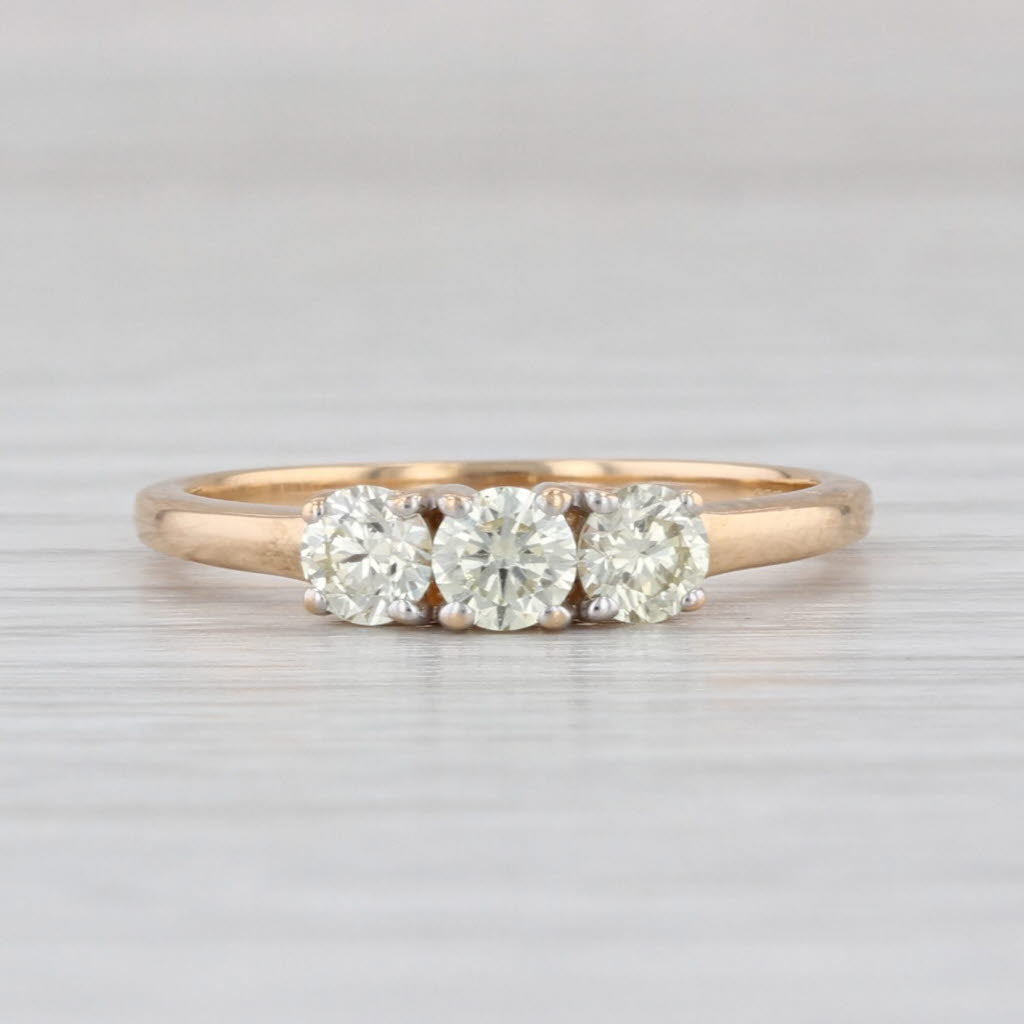 0.48ctw Yellow Diamond 3-Stone Ring 18k Yellow Gold Engagement Size 6.25