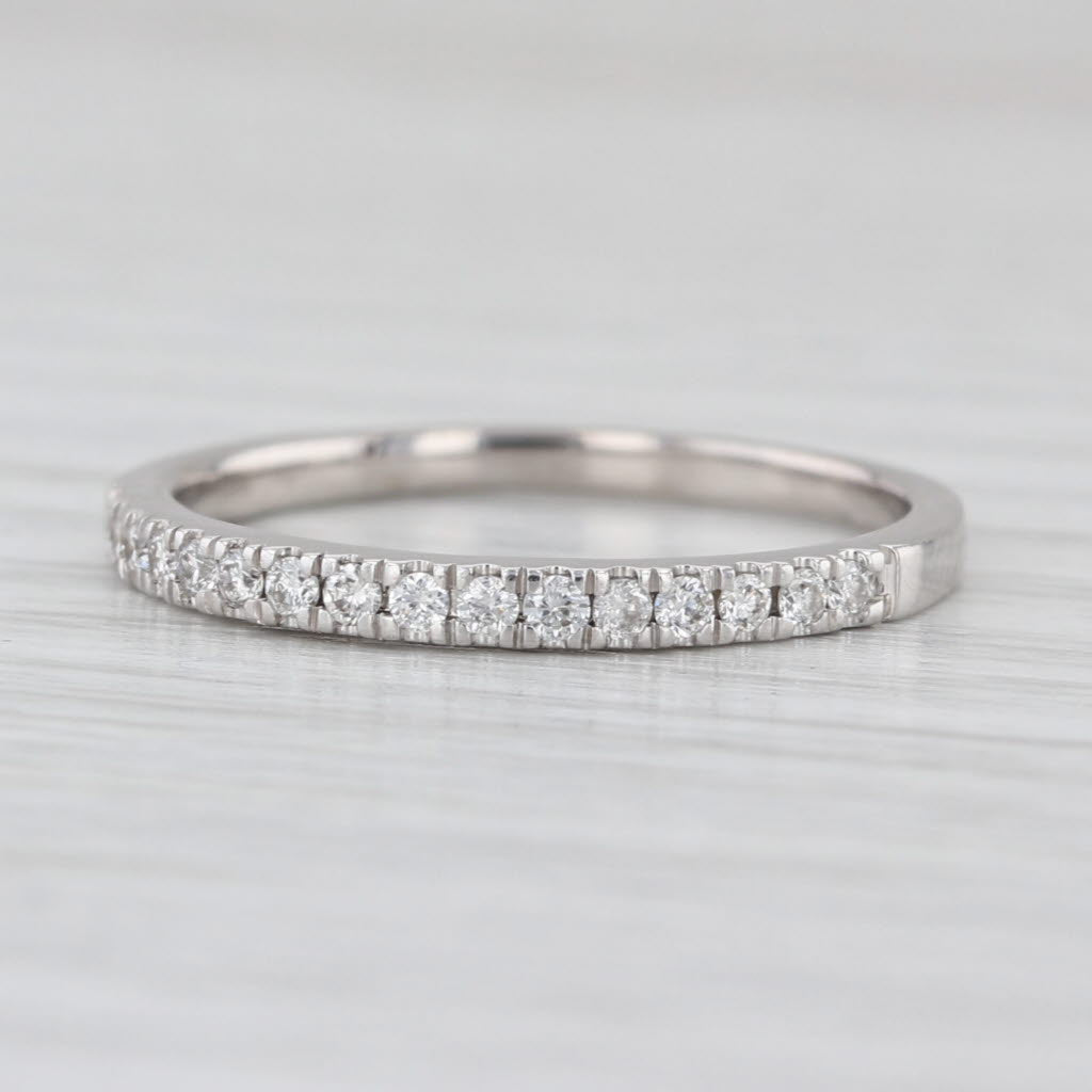 0.14ctw Diamond Wedding Anniversary Band 14k White Gold Size 7.5 Stackable Ring