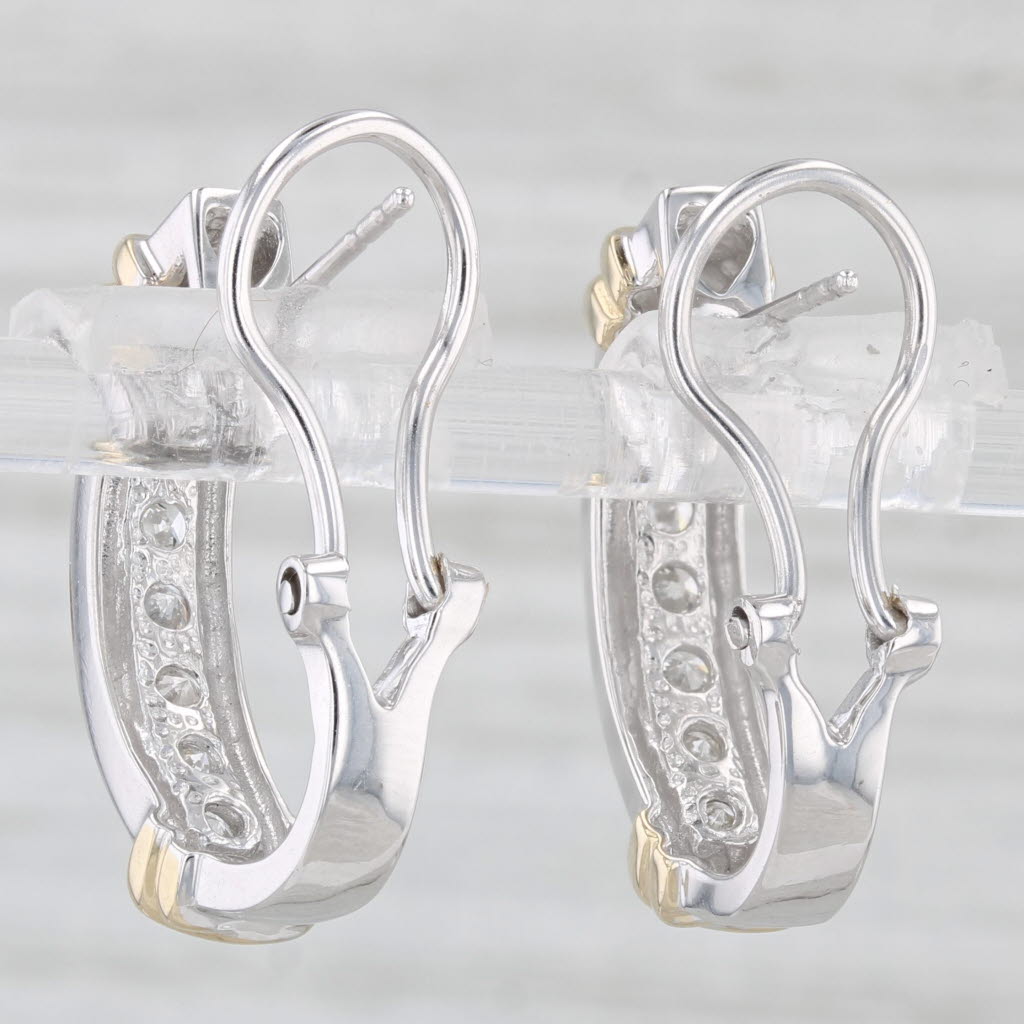 Light Gray 0.90ctw Diamond Journey J-Hook Earrings 10k Yellow White Gold Omega Back Drop