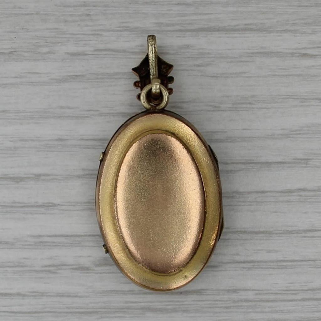 Antique Etruscan Style Picture Locket Pendant Gold Filled Opens As IS