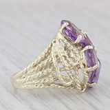 7.30 ctw Amethyst Cluster Rope Statement Cocktail 14K Yellow Gold Size 7.5 Ring