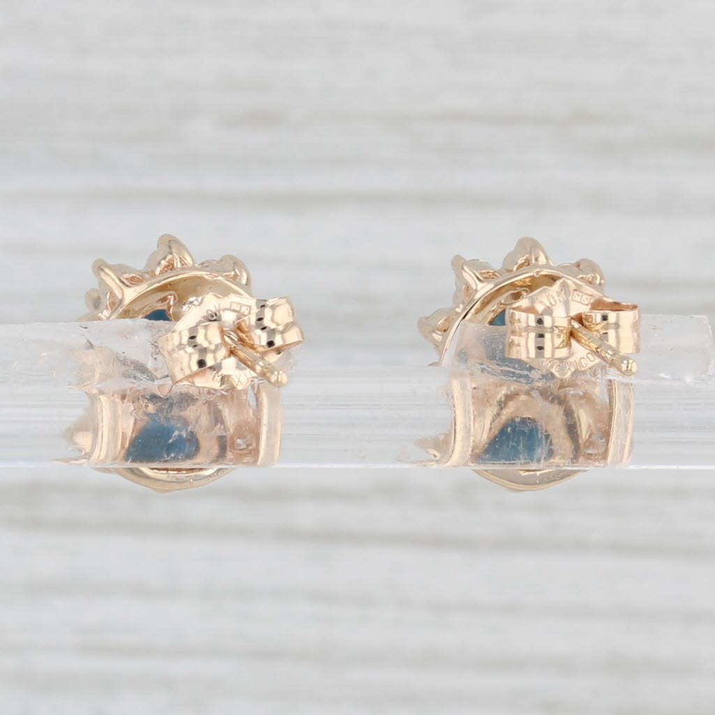 Light Gray 1.84ctw Oval Blue Sapphire Diamond Halo Stud Earrings 14k Yellow Gold