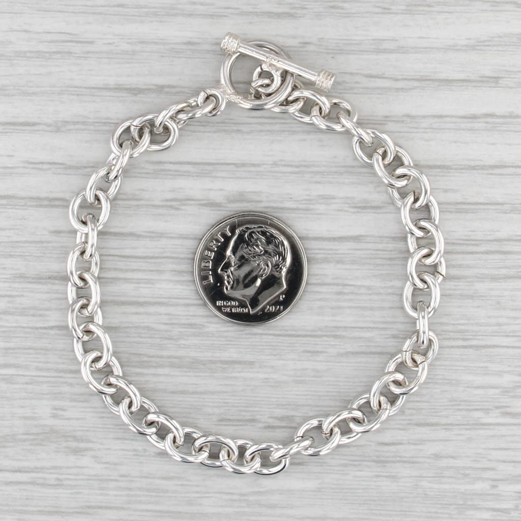 Sterling Silver Cable Chain Toggle Clasp 7.25" 6.6mm