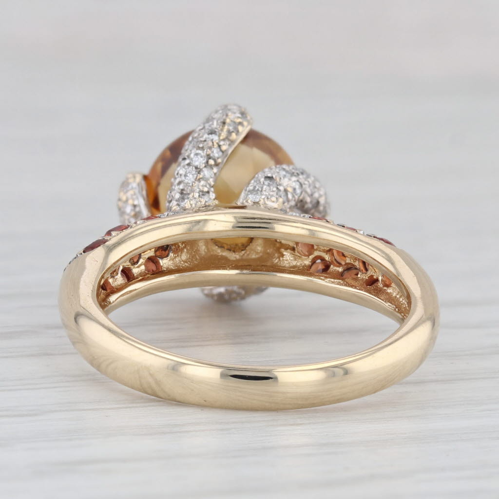 Light Gray 4.82ctw Citrine Lab Created Sapphire Diamond Ring 14k Yellow Gold Size 8.25