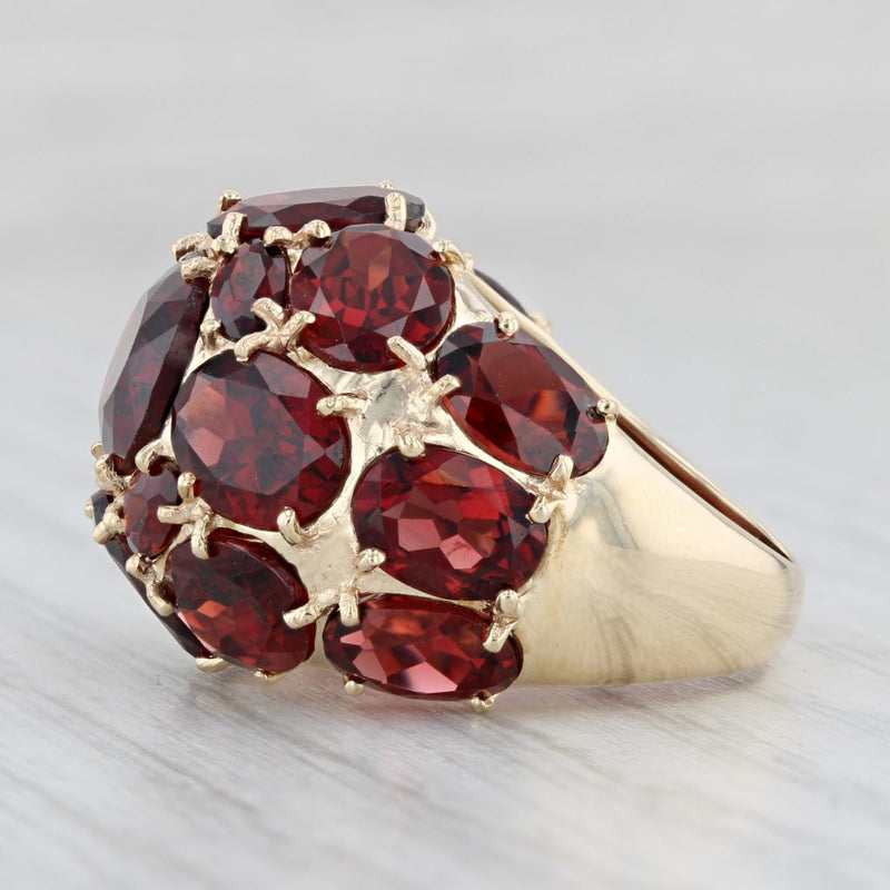 Light Gray 23.10ctw Garnet Cluster Cocktail Ring 14k Yellow Gold Size 7