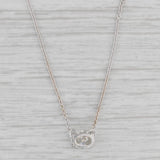 New 0.52ct Oval Diamond Pendant 14k White Gold 16.25" Cable Chain