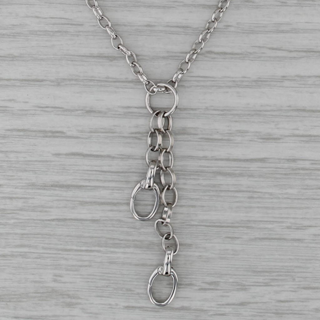 Cable Chain Necklace Lariat Pendant Clasp Ends Sterling Silver 21.75" 2.7mm