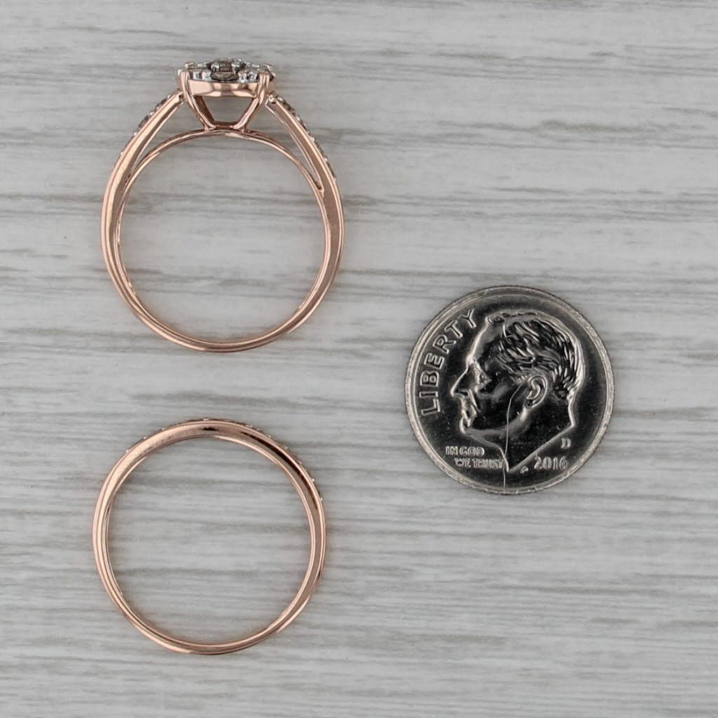 0.86ctw Champagne Diamond Engagement Ring Wedding Band Bridal Set 10k Rose Gold