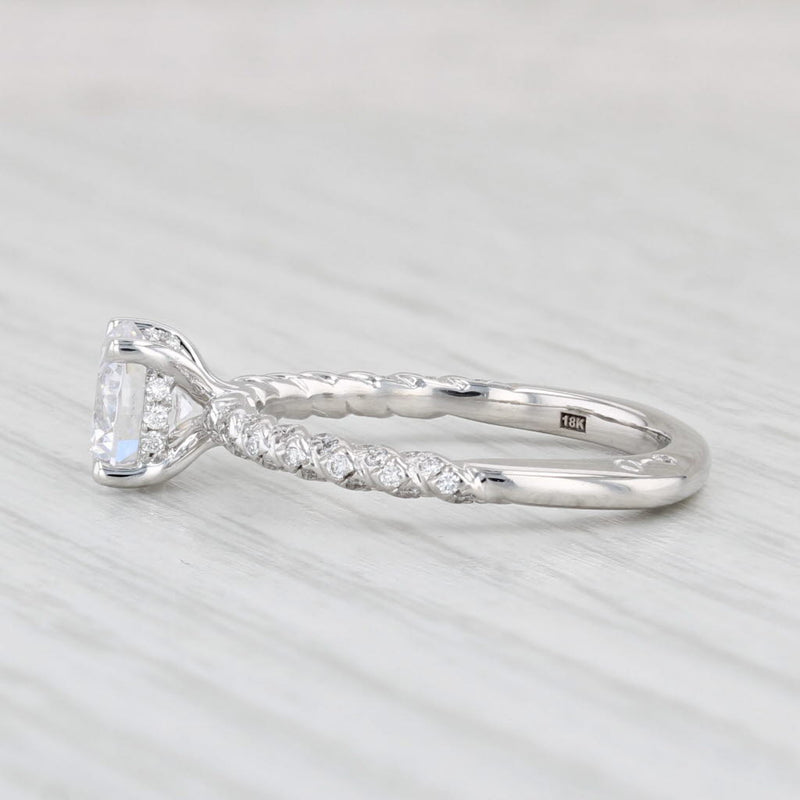 A Jaffe Round Semi Mount Diamond Engagement Ring 18k White Gold Size 6