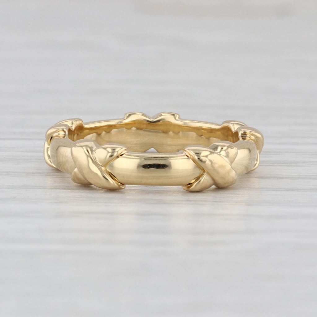 Tiffany & CO Classic Crossover X Ring w/ Box Pouch 18k Gold Size 6.25 Band