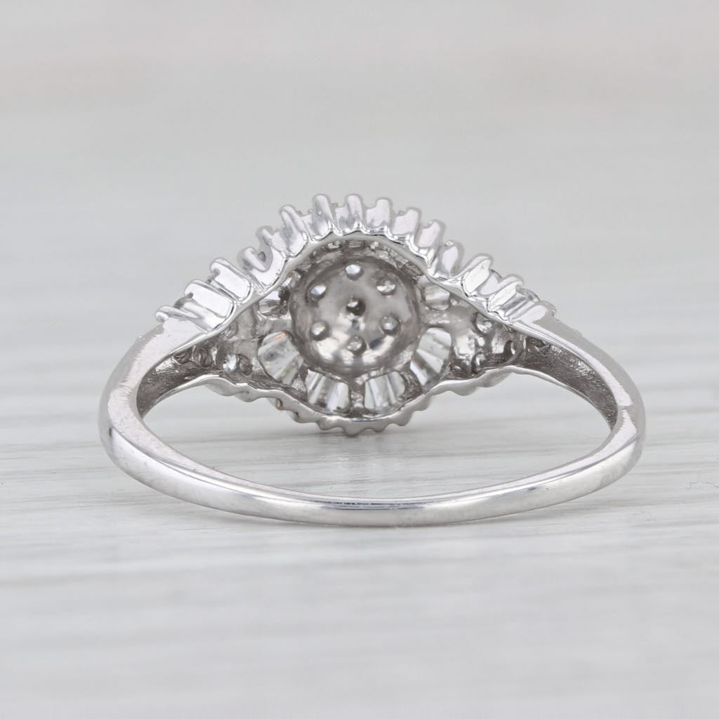 0.48ctw Diamond Cluster Halo Engagement Ring 10k White Gold Size 8