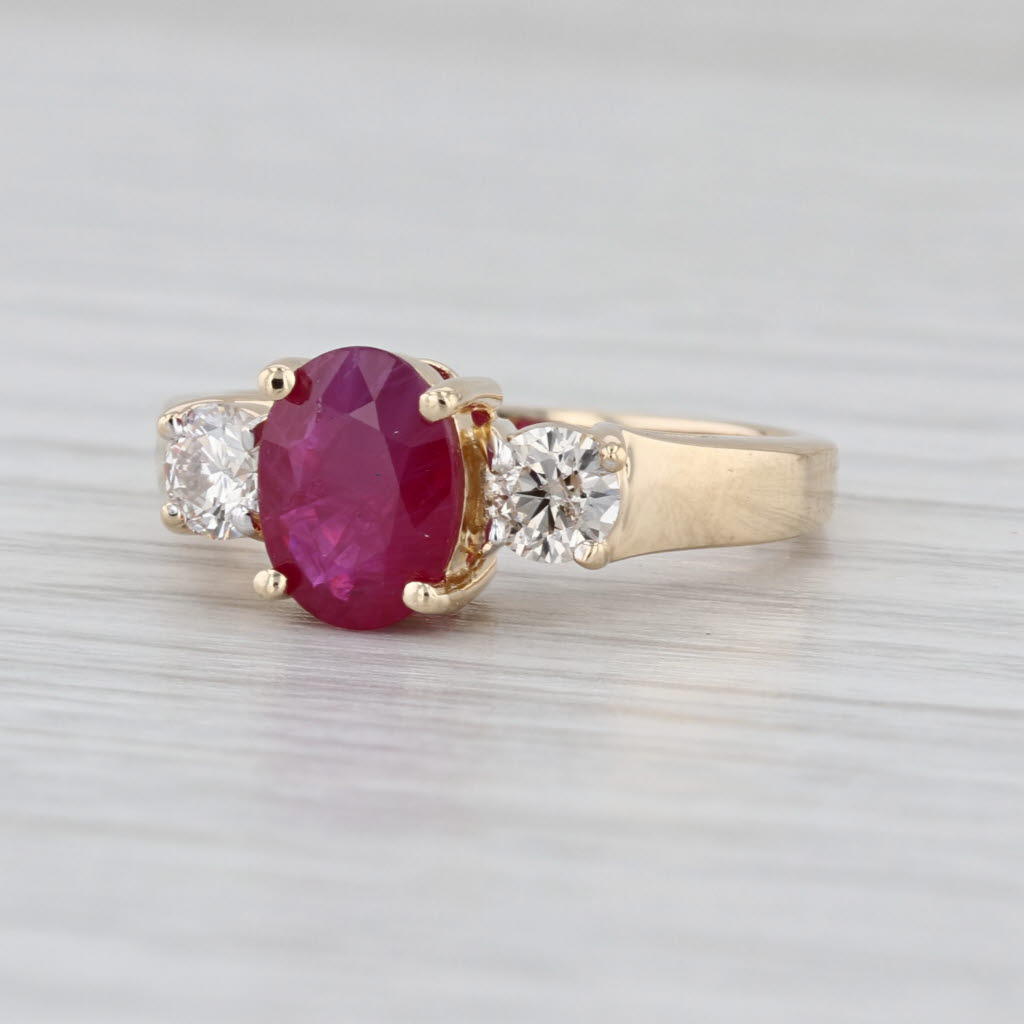 1.62ctw Oval Ruby Diamond Ring 14k Yellow Gold Size 6