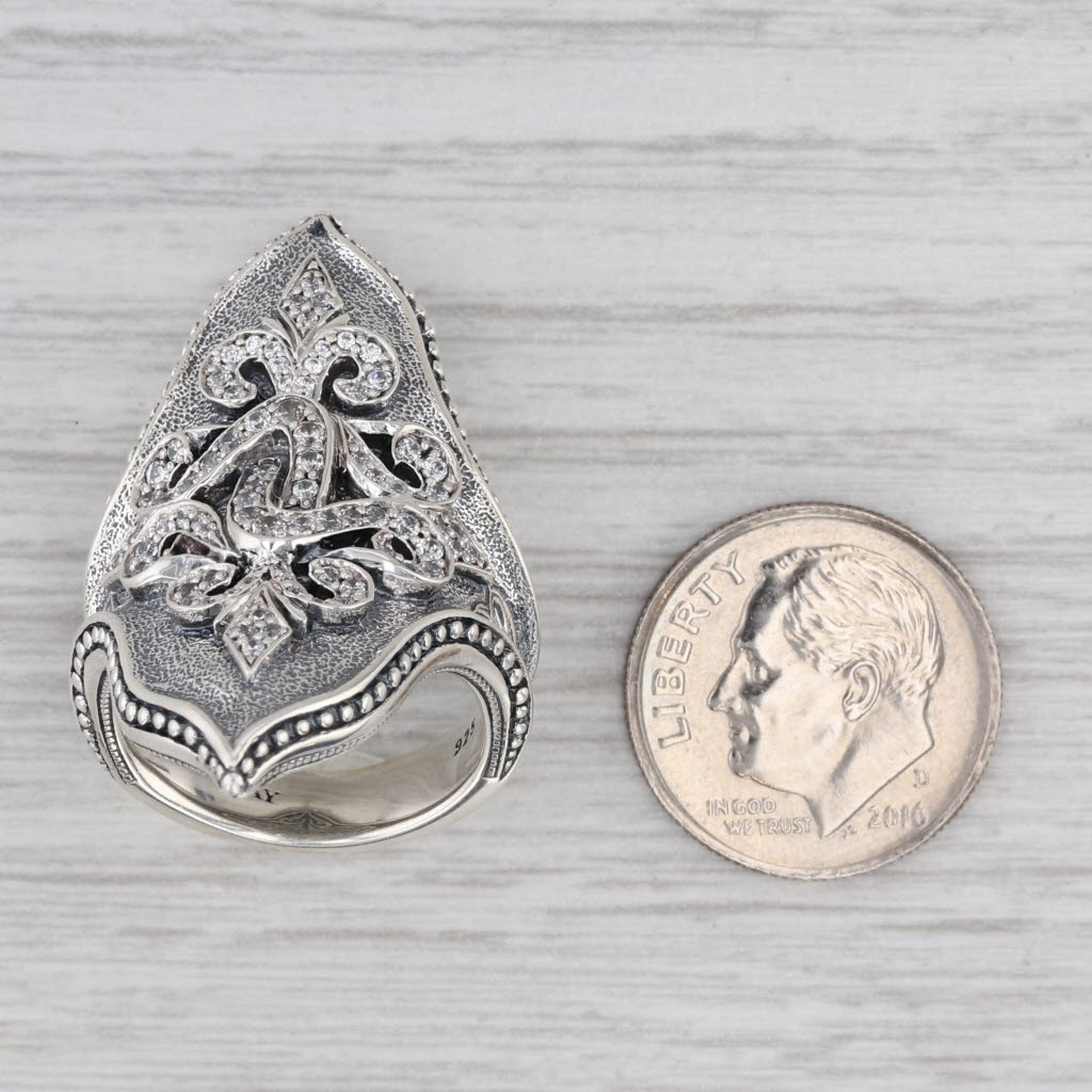 Gray Scott Kay Ornate Cubic Zirconia Statement Ring Sterling Silver Size 5
