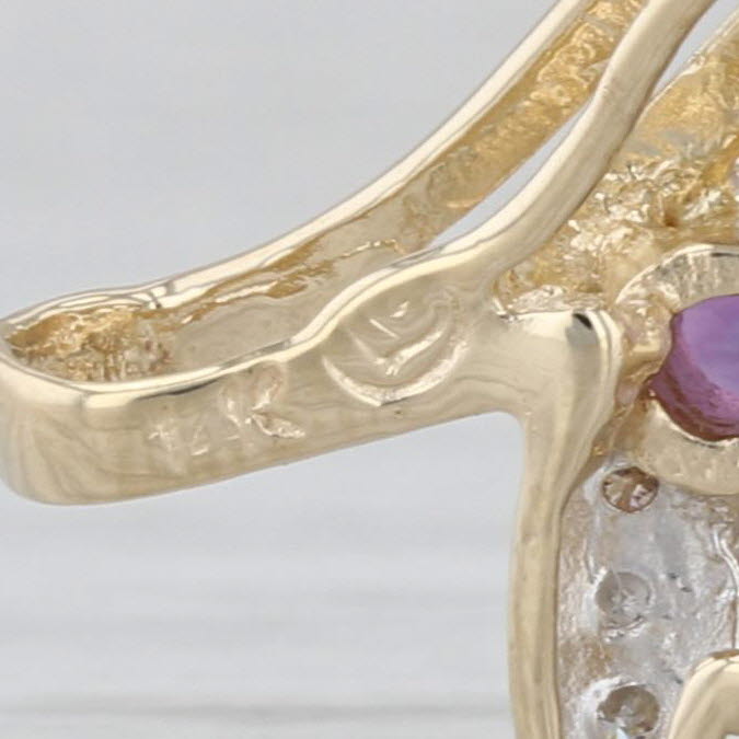 Purple Jadeite Jade Amethyst Diamond Pendant 14k Yellow Gold