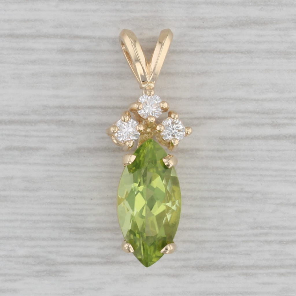 Gray 2.18ctw Marquise Peridot Diamond Pendant 14k Yellow Gold