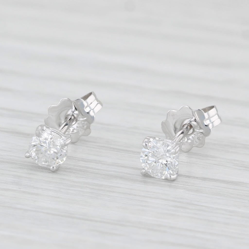 Light Gray 0.32ctw Round Diamond Solitaire Stud Earrings 14k White Gold
