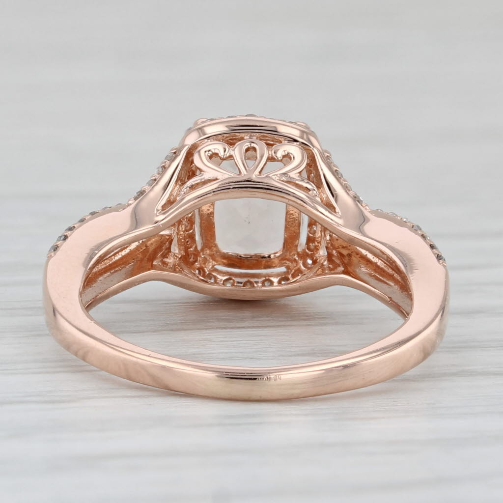 Light Gray 1.22ctw Morganite Diamond Halo Ring 10k Rose Gold Size 6 Engagement