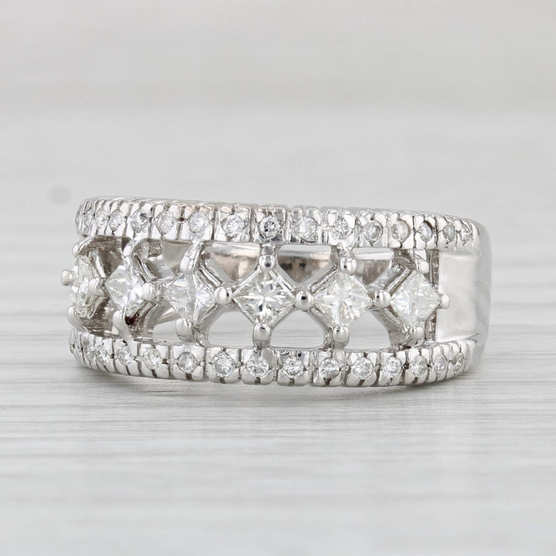 0.58ctw Princess Diamond Ring 14k White Gold Size 7.25 Band