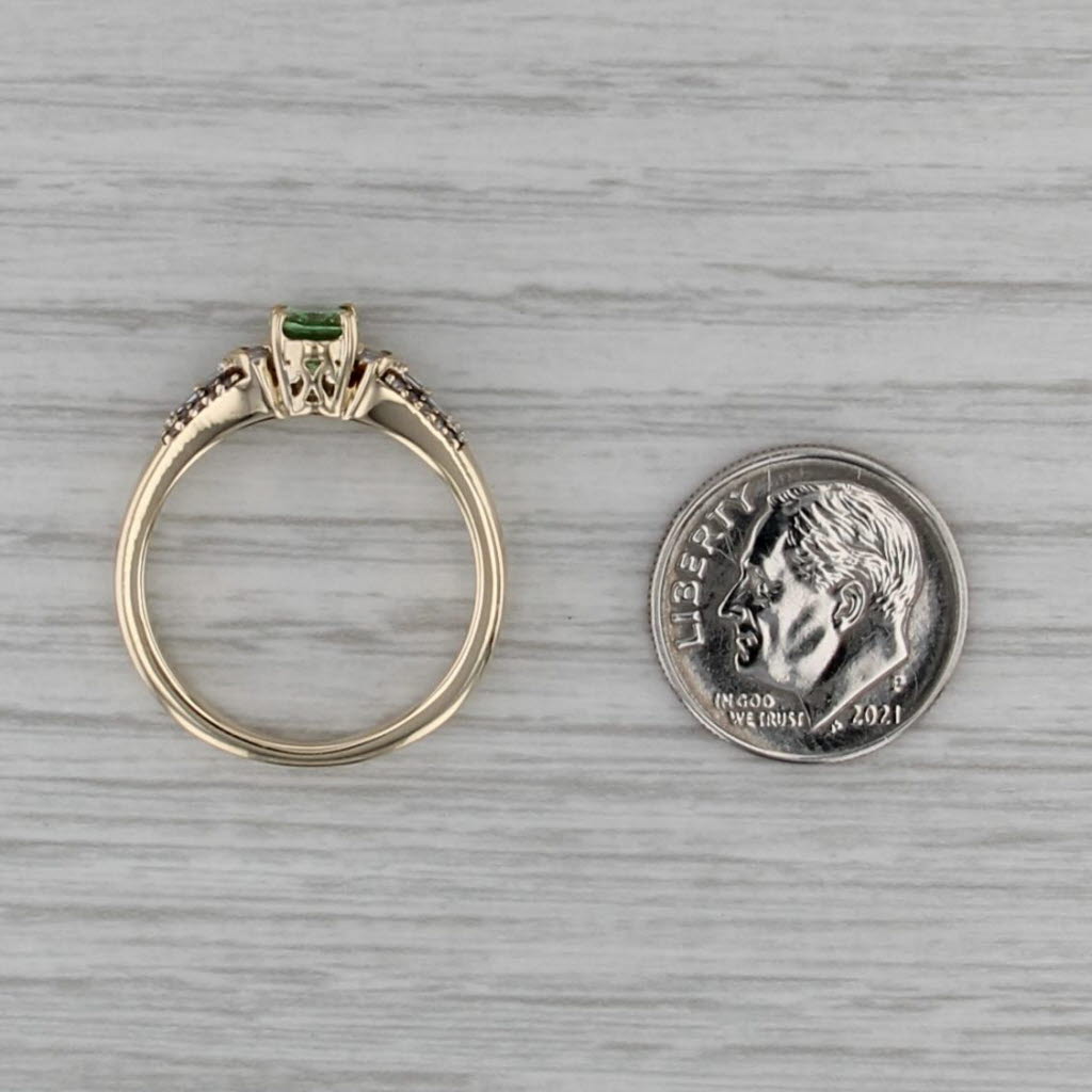 Luxoro 1.10ctw Grossular Green Garnet Diamond Ring 10k Yellow Gold Size 8