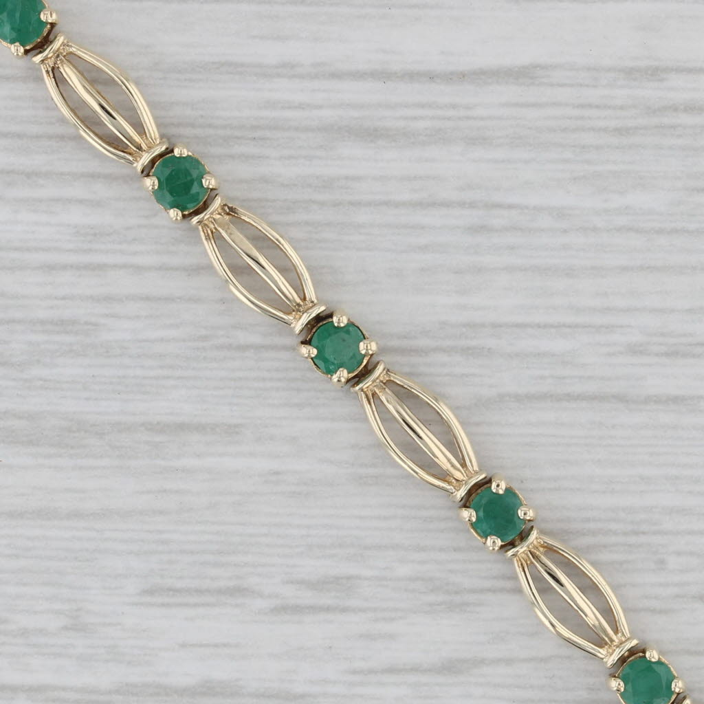 Gray 1.60ctw Emerald Bracelet 10k Yellow Gold 6.75" 4.3mm