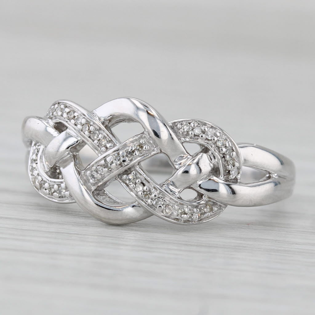 Gray Diamond Celtic Knot Ring 10k White Gold Size 8.5