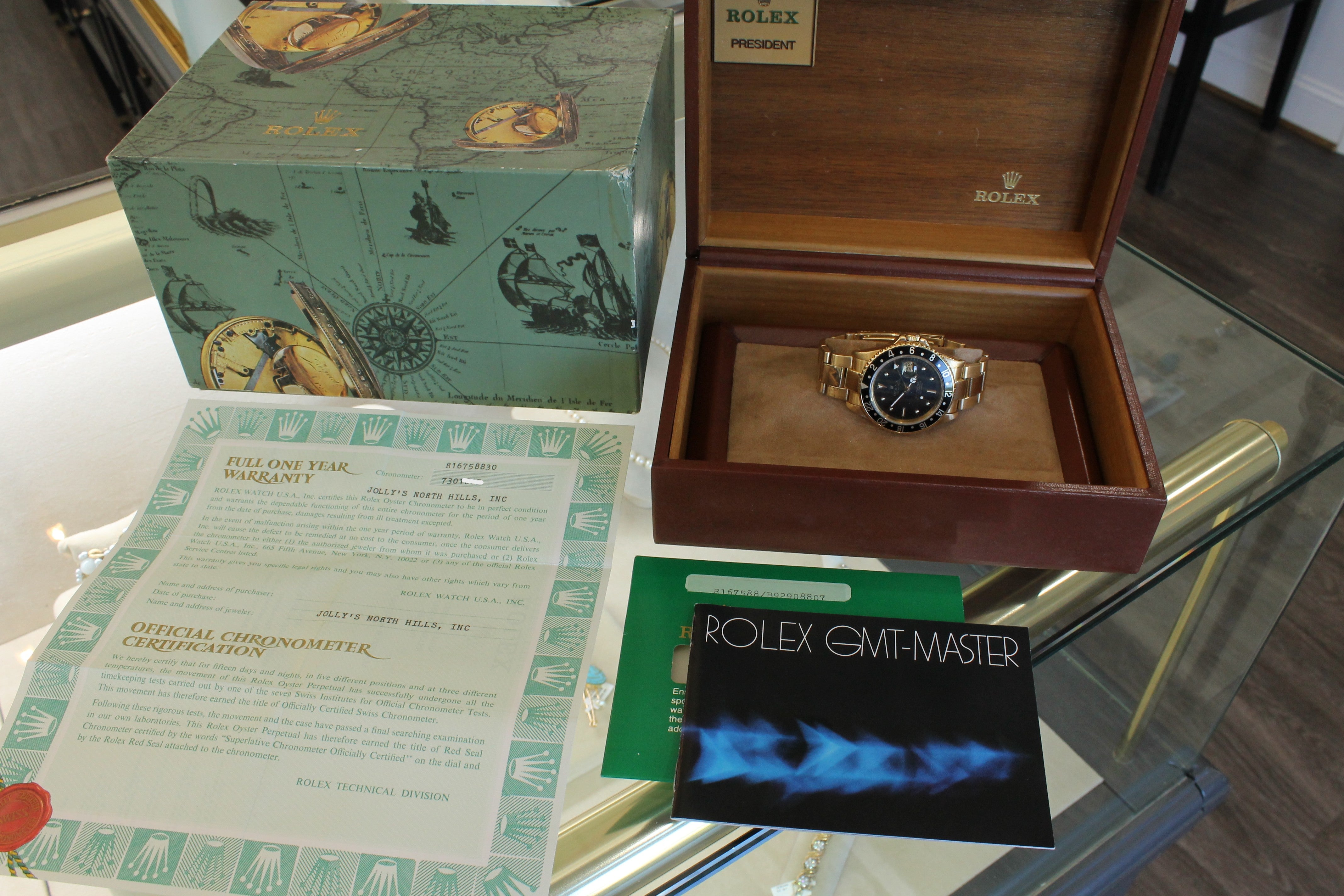 Vintage 1982 Rolex GMT Master 16758 18k Gold Mens Automatic Watch Nipple w B&P