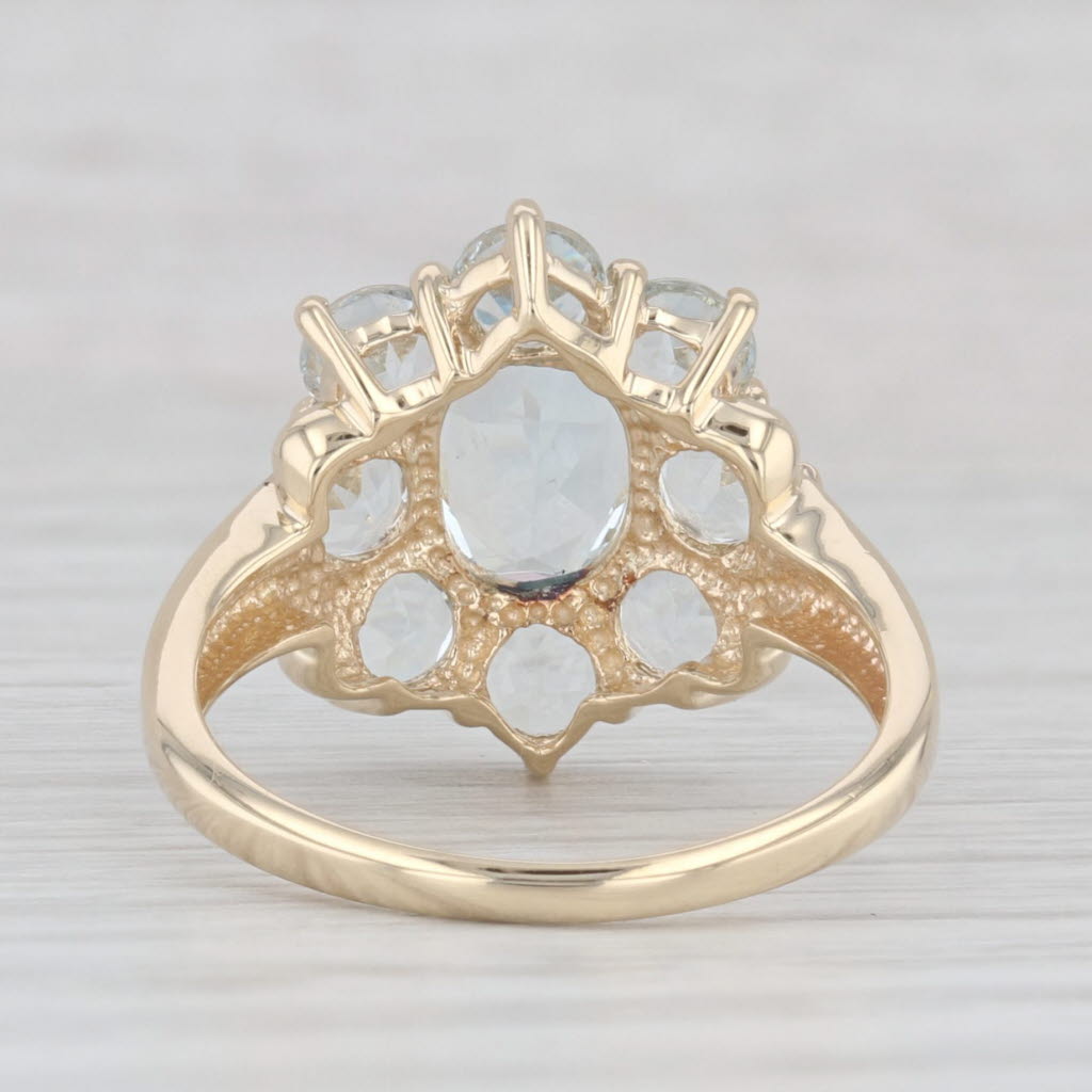 Light Gray 3.10ctw Aquamarine Cluster Ring 10k Yellow Gold Size 7.25