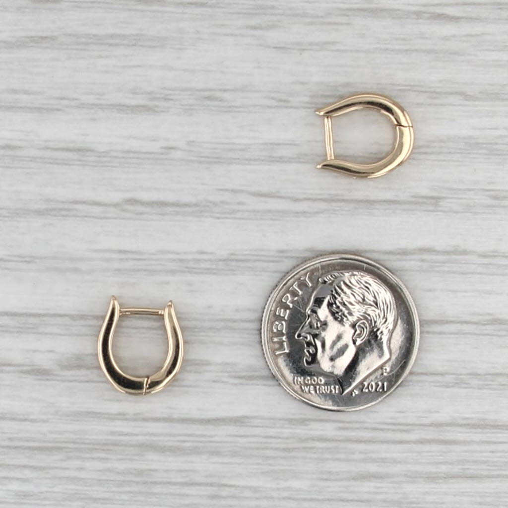 Small Diamond Oval Hoop Earrings 14k Yellow Gold Snap Hoops