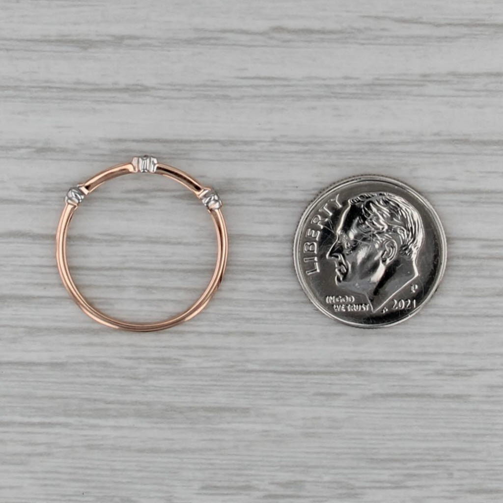 Diamond Accented Band 18k Yellow Rose Gold Size 7.25 Stackable Wedding Ring