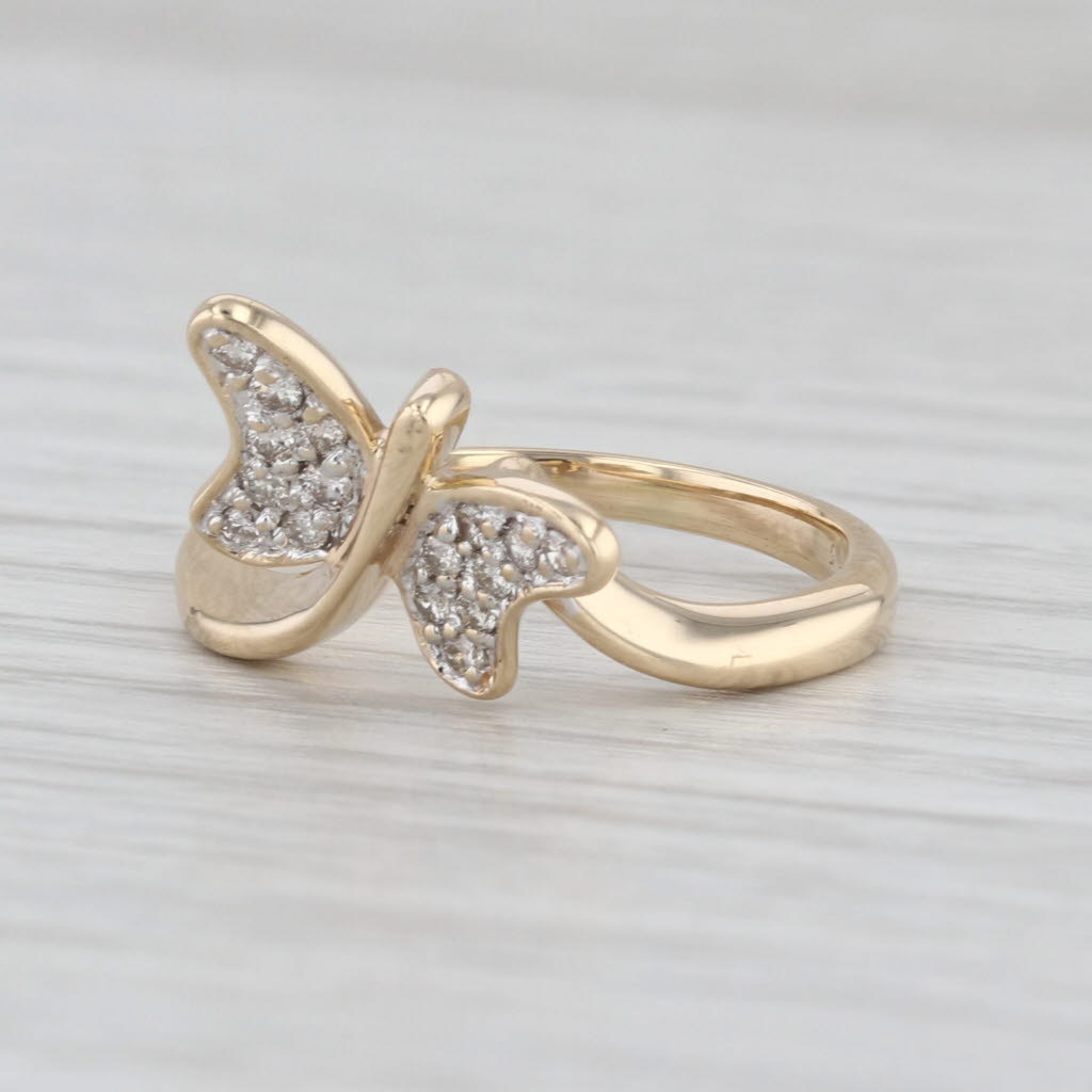 0.15ctw Diamond Butterfly Bypass Ring 14k Yellow Gold Size 5.5