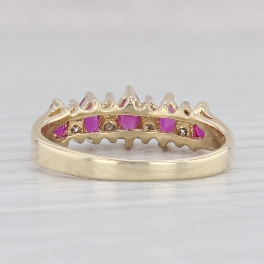 Light Gray 0.60ctw Lab Created Ruby Diamond Ring 14k Yellow Gold Size 7 Tiered Stackable