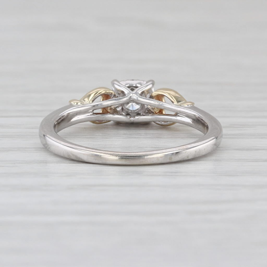 0.15ctw Diamond Halo Engagement Ring 10k White Yellow Gold Size 7 Heart Accents