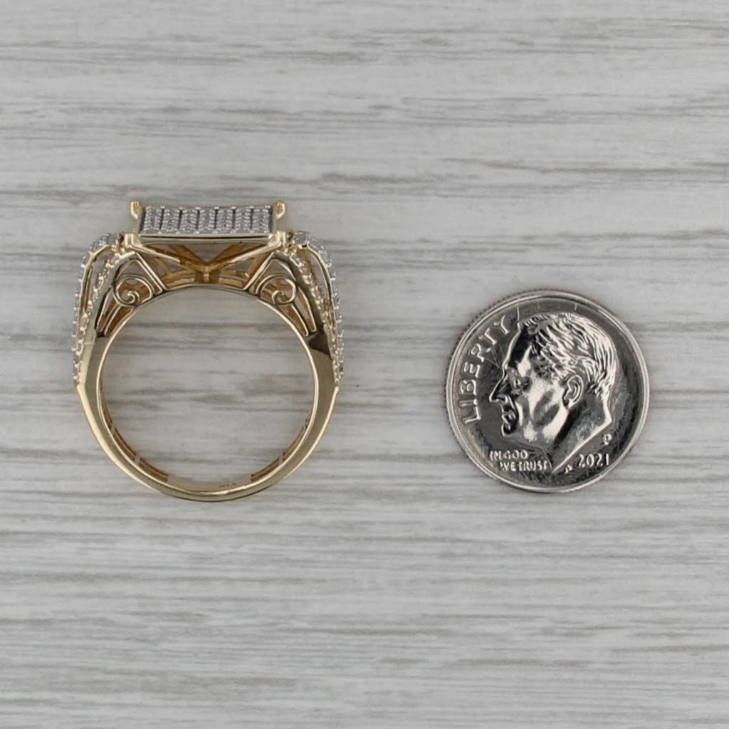 1.01ctw Pave Diamond Ring 10k Yellow Gold Size 8