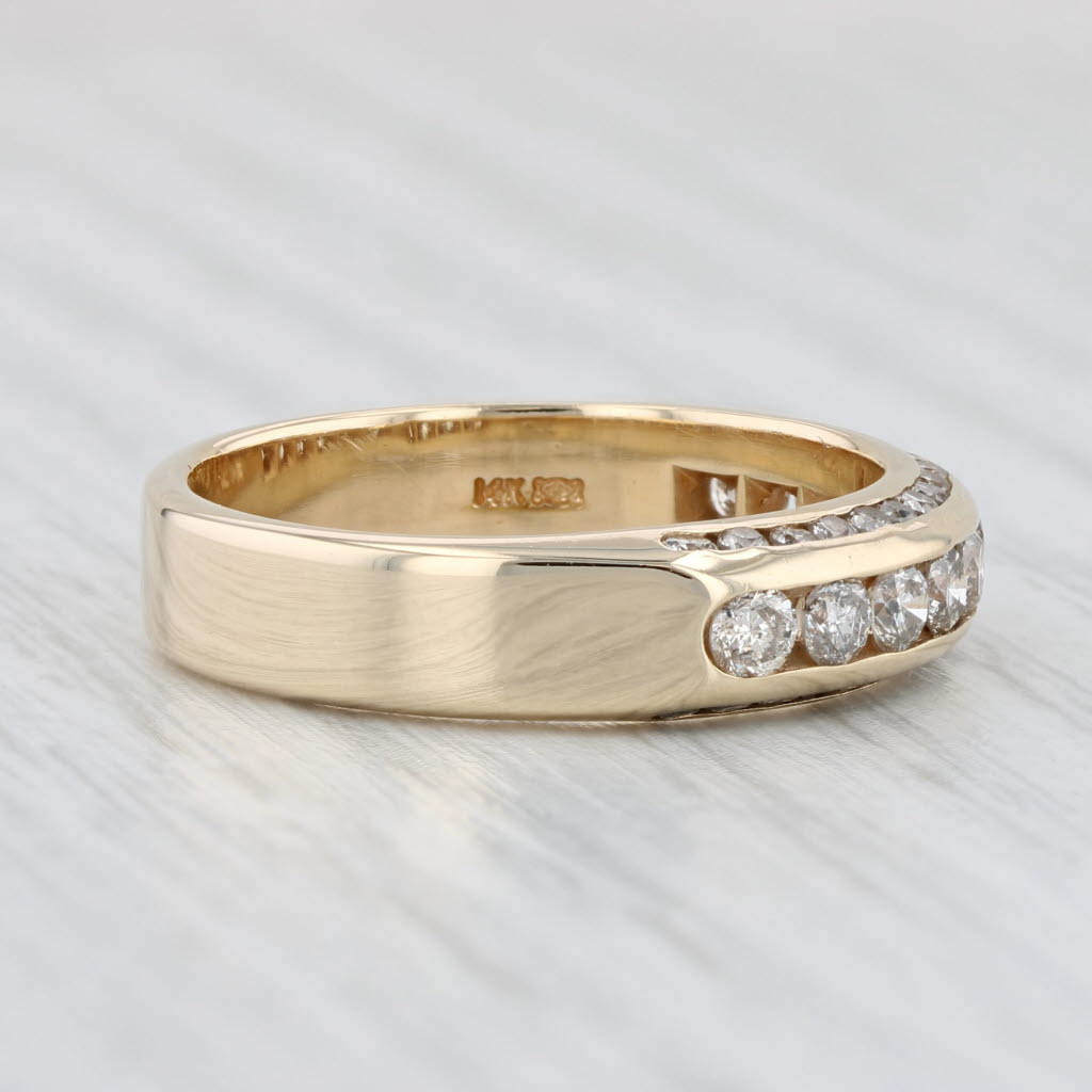 Light Gray 0.88ctw Diamond Wedding Band 14k Yellow Gold Sz 7.75 Anniversary Stackable Ring