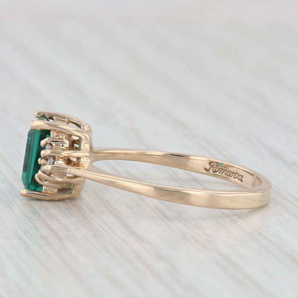 Light Gray 1.09ctw Lab Created Emerald Diamond 14k Yellow Gold Size 6.5