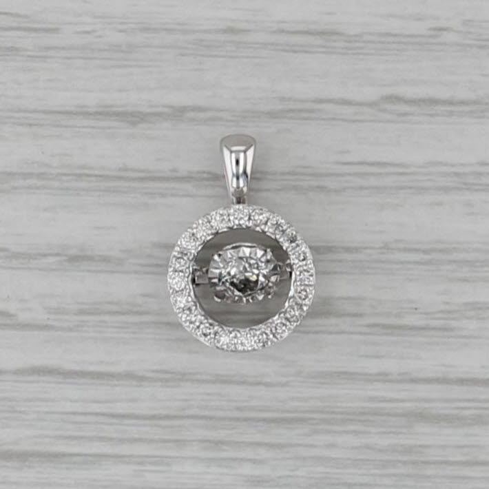 0.57ctw Floating Diamond Halo Pendant 14k White Gold Small Drop
