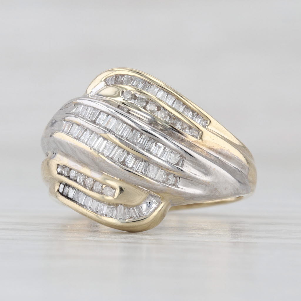 0.40ctw Diamond Bypass Ring 10k Gold Channel Set Baguettes Size 7